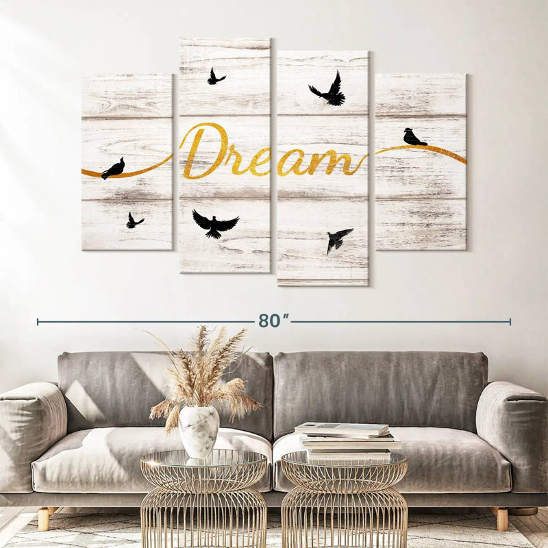 " Dream Typography V " 4 Piece Art Graphic Art Print, 42" H x 68" W x 1.25" D