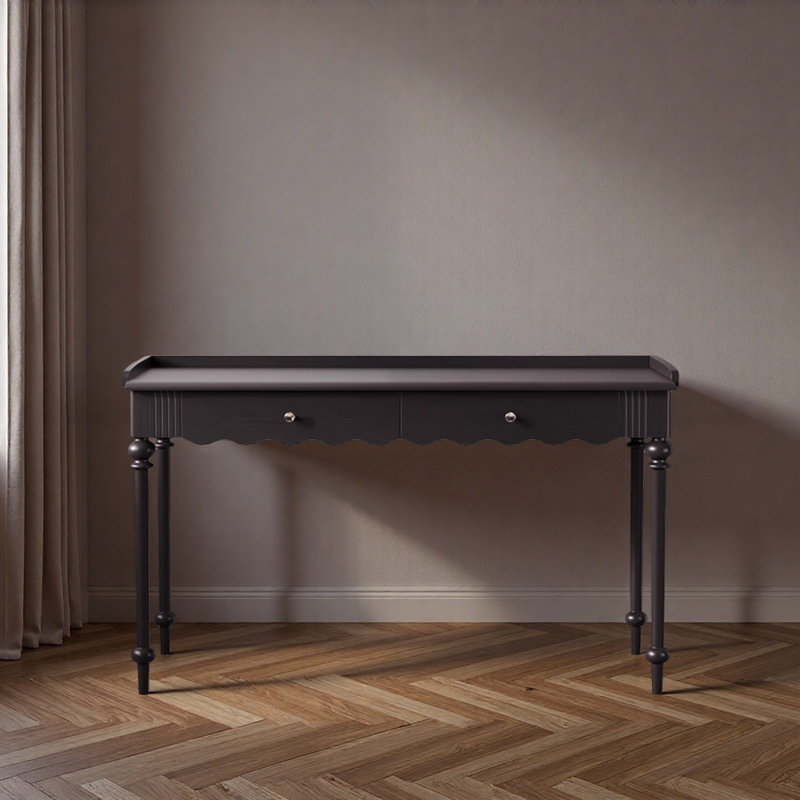 Bureau d'écriture à double tiroir noir de style français
