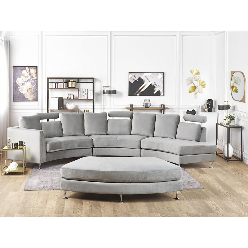 Balsamo 8 Seater Velvet Large Corner Sofa , Grey