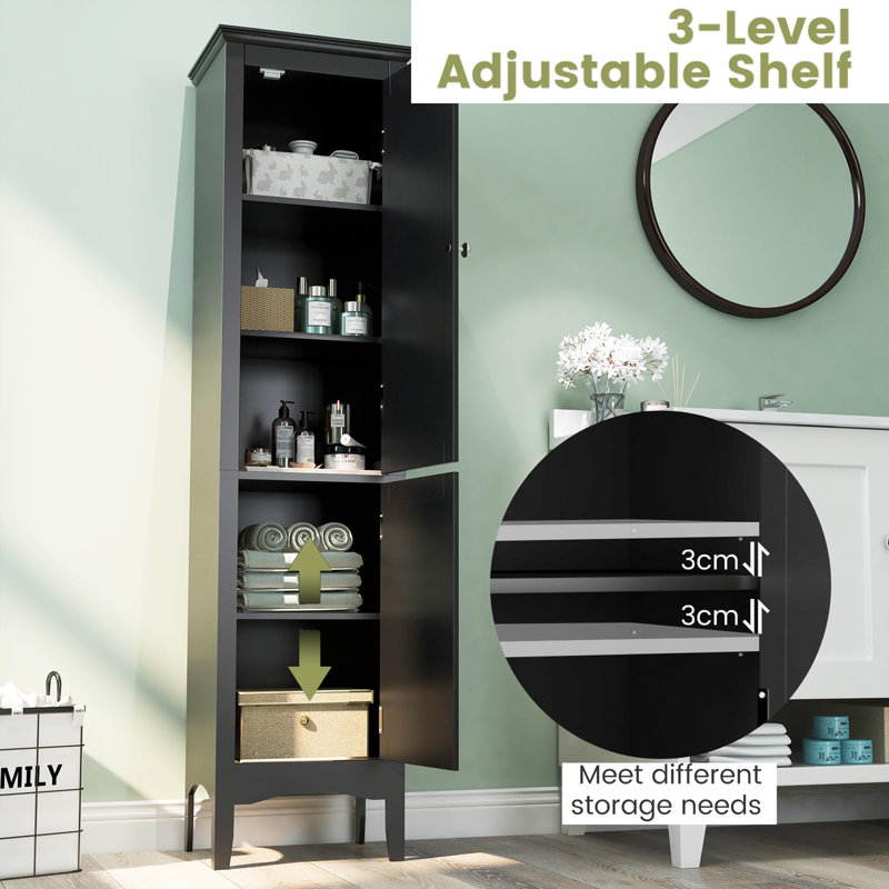 Faucette Freestanding Bathroom Cabinet, Black