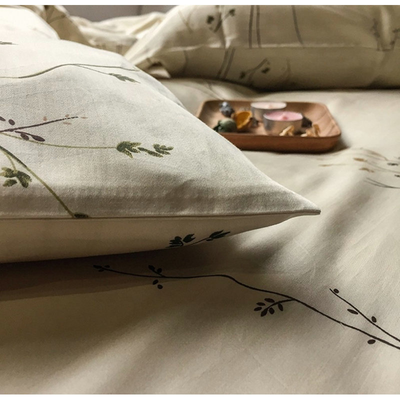 Cotton Sateen Floral Duvet Cover, Super King Duvet Cover + 2 Pillowcases