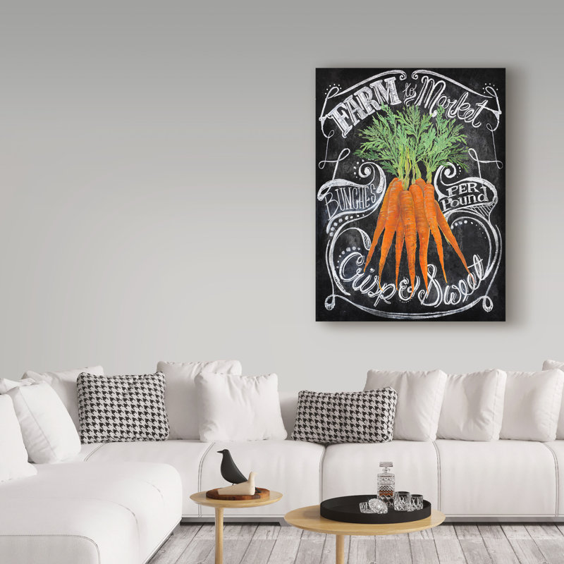« tableau noir carottes », reproduction d’art textuel sur toile tendue, H 19 po x l 14 po x P 2 po
