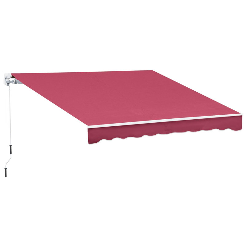 155.5"L x 96.5"W Wall Mounted Terrace Retractable Awning, Red/White