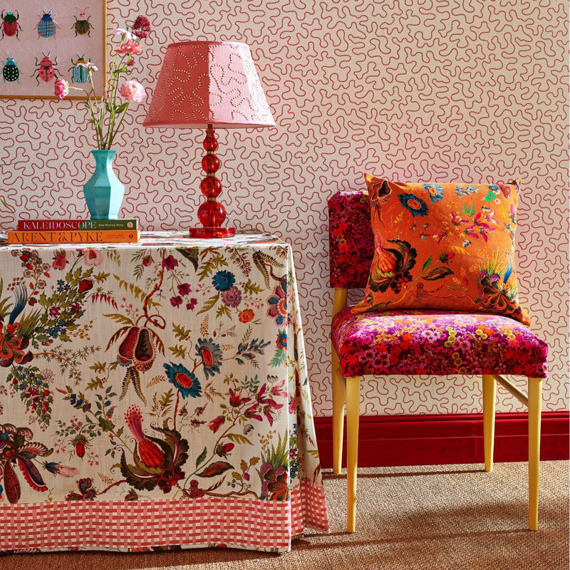 Wonderland Floral Fabric, Amber/Lapis/Ruby
