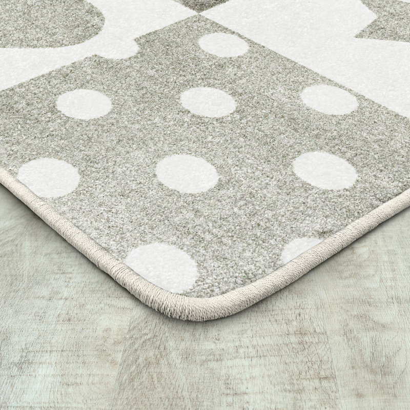 Tapis beige / blanc touffeté en patchwork, Rectangle 3 pi 10 po x 5 pi 4 po