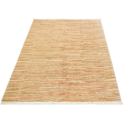 Tapis unique en laine noué à la main nouvel âge de 4 pi 2 po x 5 pi 8 po ivoire Retonia