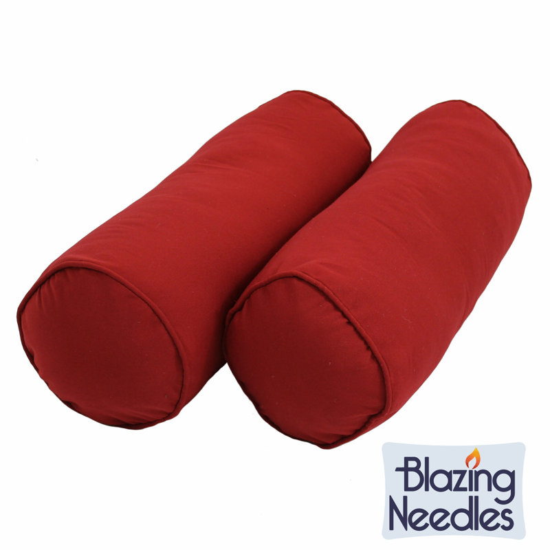  Bolster Cotton Blend Pillow Cover & Insert, Burgundy