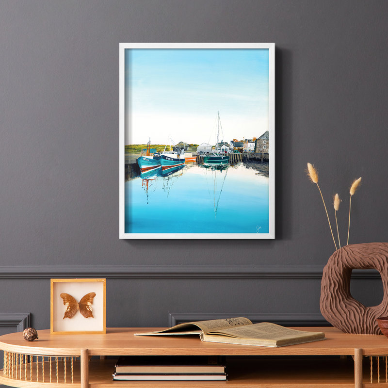 Impression encadrée Padstow Harbor - bois massif, Blanc, H 10 po x l 8 po