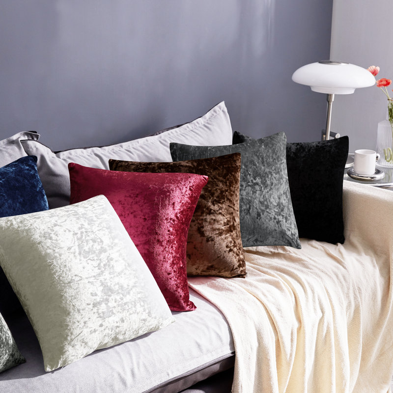 Black Polyester Euro Reversible Pillow Cover 16" x 16"