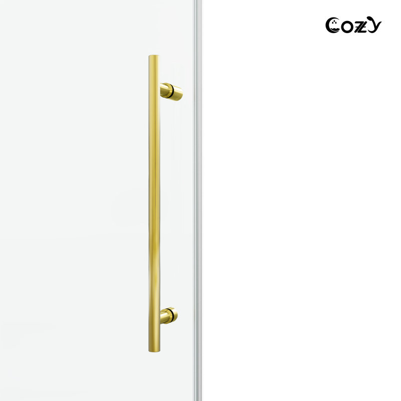 50-55" W X 60" H Frameless Single Sliding Shower Tub Door with 3/8" (10mm) Clear Tempered Glass, Shatter-Resistant Film & Installation Hole Locator - Round Top Rail