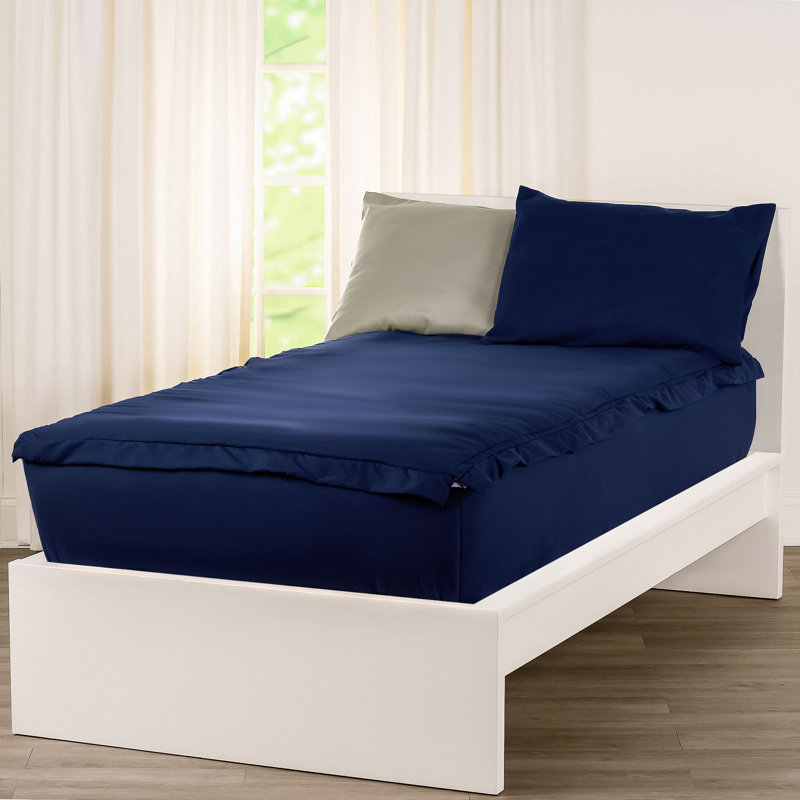  Bunkie Deluxe All-In-One Zipper Bedding Set, Twin, Deep Blue