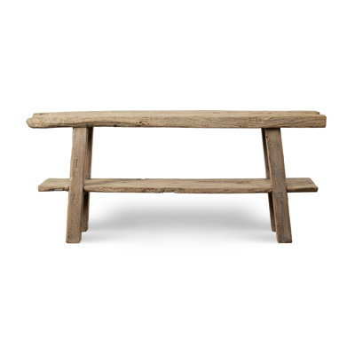 Approx. 76 Inches Wide Vintage Console Table with Shelf Weathered Natural