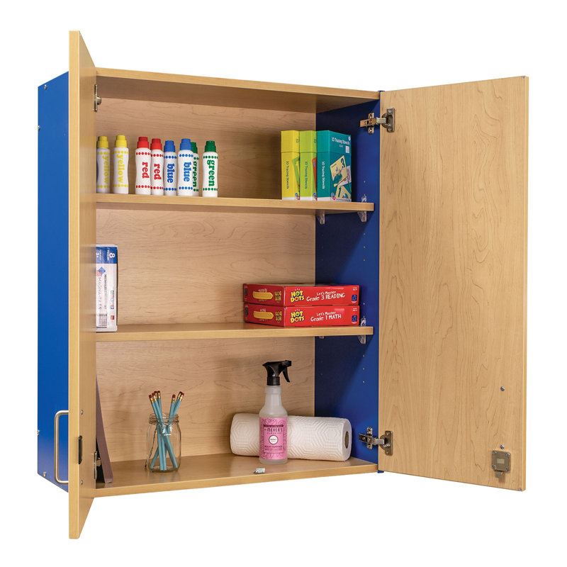 Armoire de classe en bois manufacturé à 4 compartiments, Non, Érable