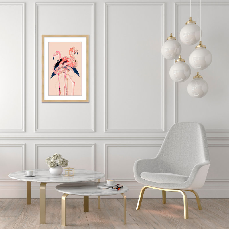 Coastal Retreat Flamingo Flares: Layers Of Abstraction, 30" H x 24" W