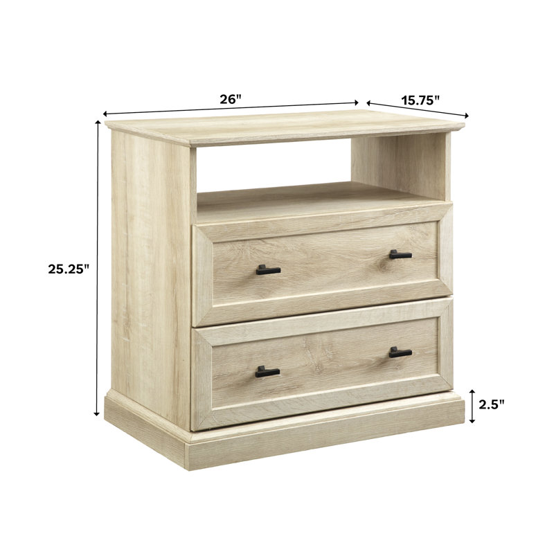 Classic Open-Top 2-Drawer Side Tables, White/Oak, White/Oak