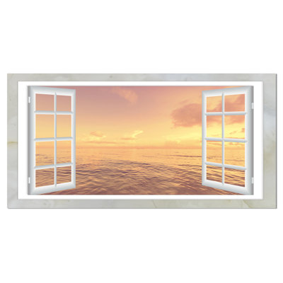 «Open Window to Brown Seashore», reproduction d'impression sur toile tendue