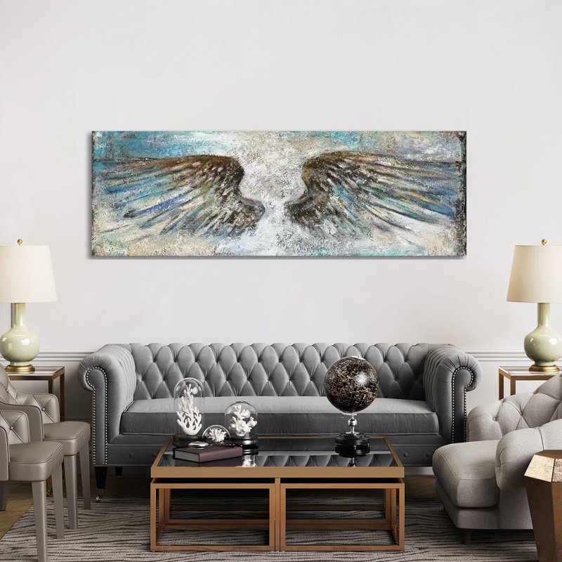 "Wings" par Patricia Pinto, reproduction d’art, Toile tendue, H 12 po x l 36 po x 1,5 po