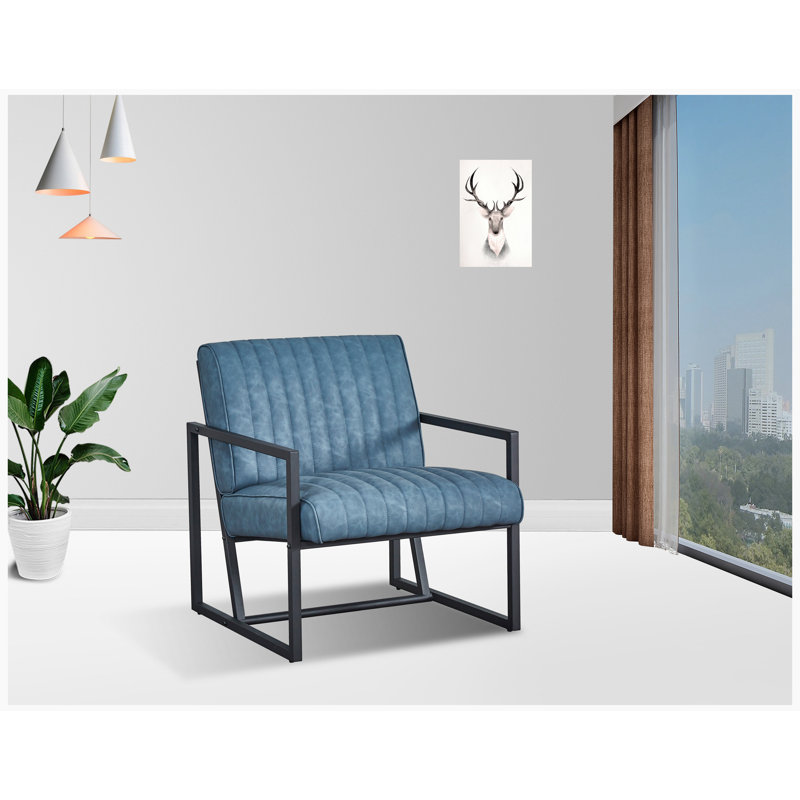 Fauteuil Everdeen, Similicuir bleu, Black
