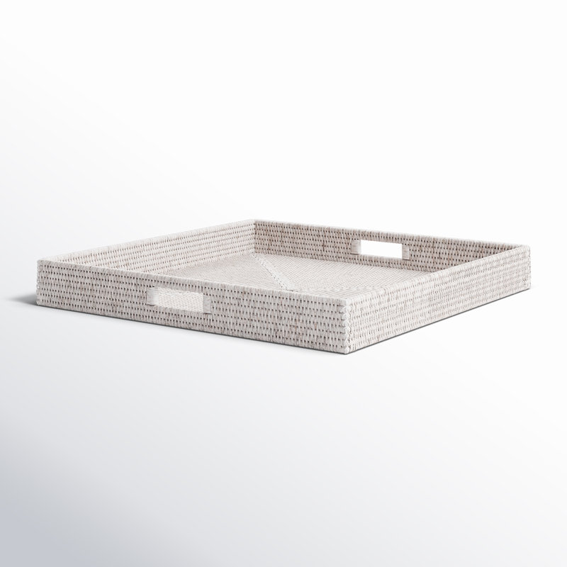 Edmond Rattan Tray, White Wash, 3" H x 24" W x 24" D, No Bundle