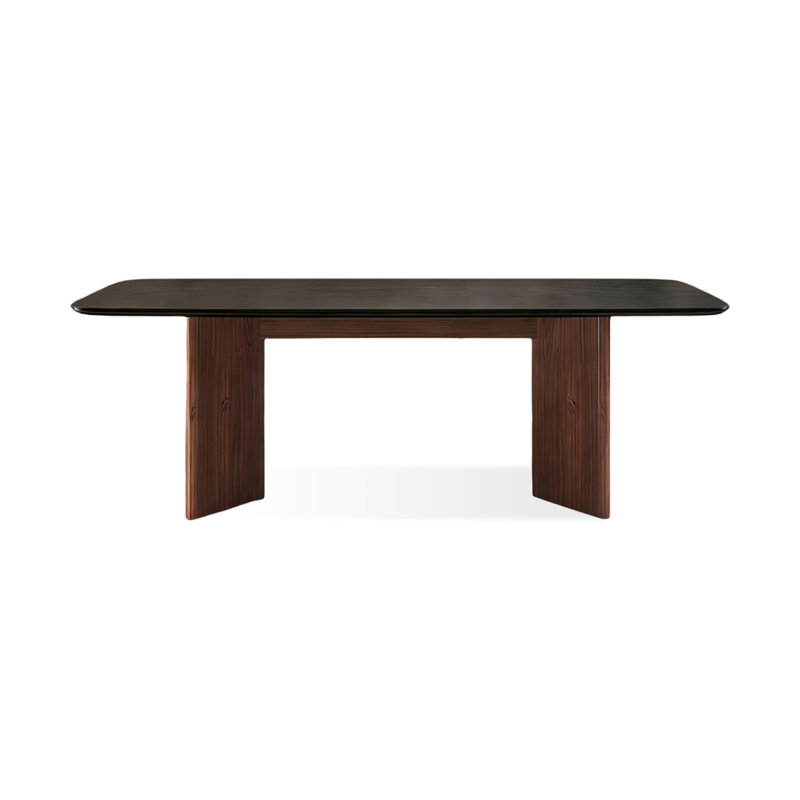Nut-brown Rectangular Sintered Stone tabletop Dining Table, 29.53"H x 70.87"L x 35.43"W 