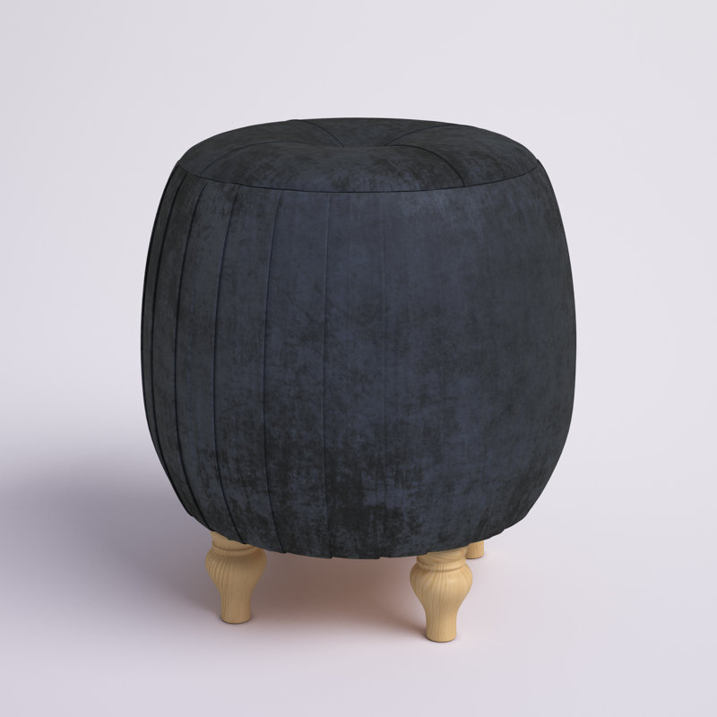 Lennon Velvet Ottoman, Black