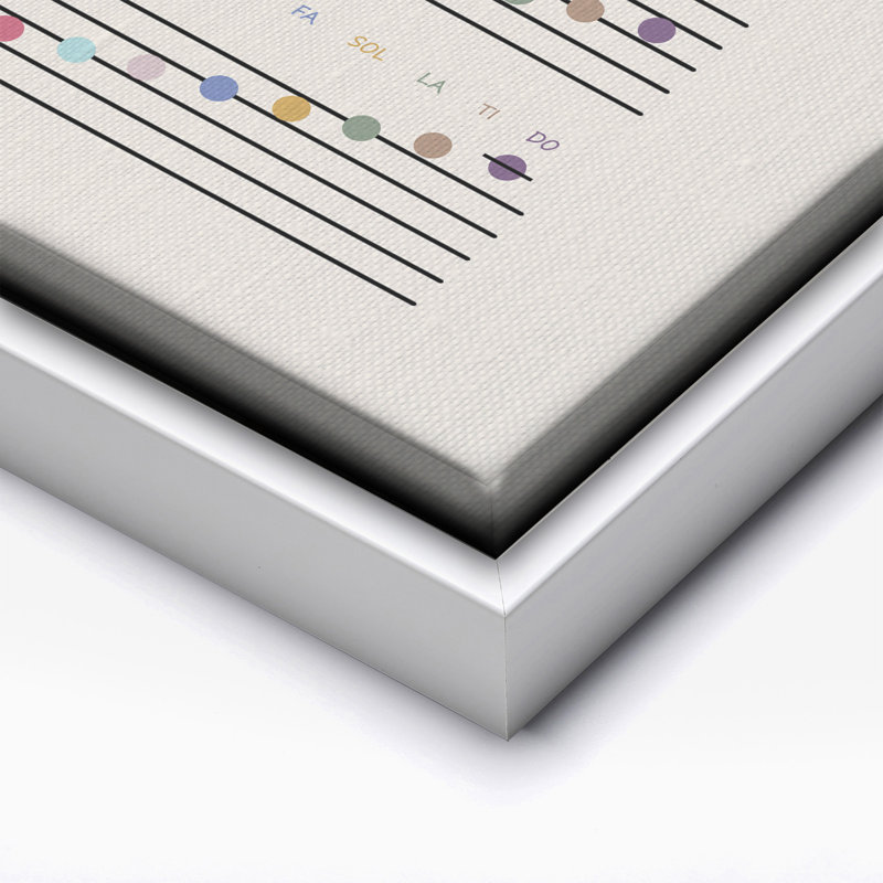 Notes de piano, Canvas, White Framed, 08"H x 10"W