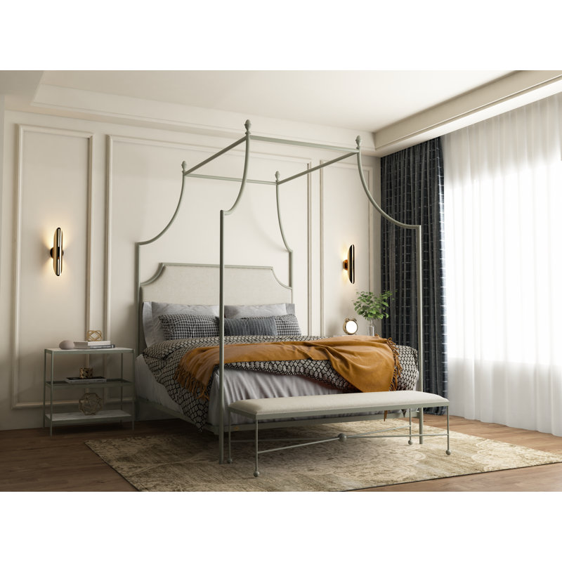 337 Flying Arch Canopy Bed | Complete Canopy, California King, Sage Green/White