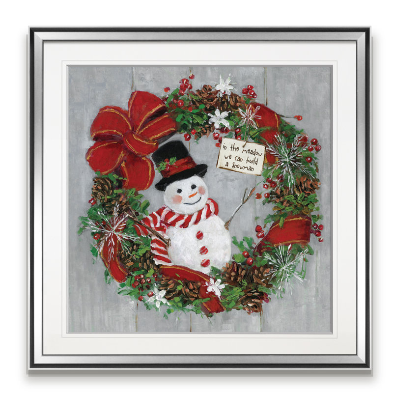 « mr. bonhomme de neige », peinture, H 24 po x l 24 po x P 1,5 po, Encadrement argenté