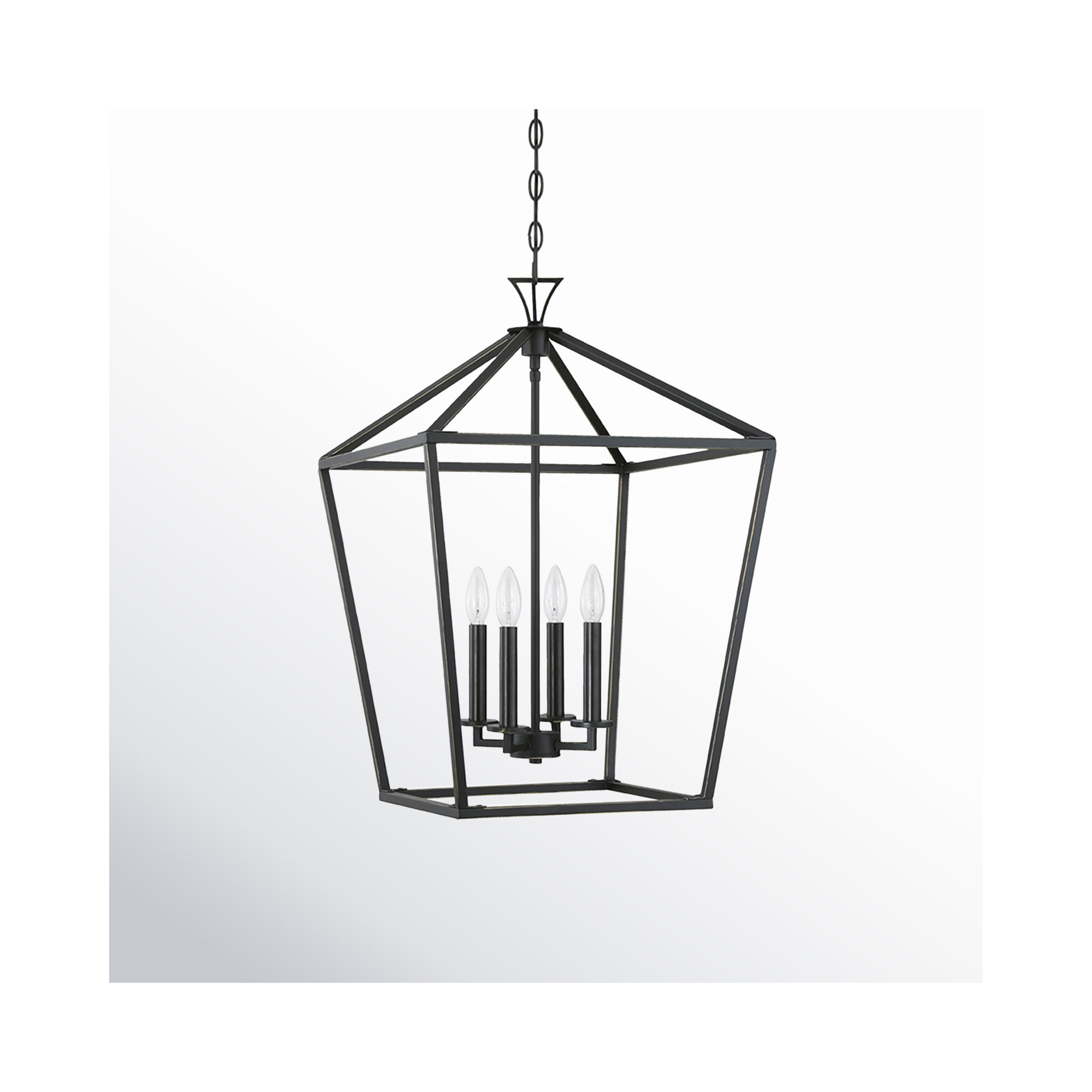Hastings 4 - Light Lantern Geometric Chandelier, Classic Bronze