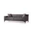 Élégant canapé 3 places, couleur anthracite, 84,6 x 34,3 x 33,9 pouces | Structure en bois de hêtre durable et en carton, tissu 100% polyester | Coussins fixes confortables avec mousse et plumes, 2 coussins inclus, ajout élégant au salon-1752558953-1752558954