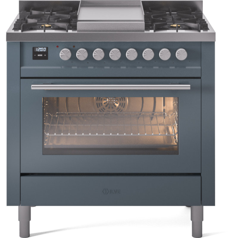 ILVE Professional Plus II 36 Dual Fuel Range, Liquid Propane, Blue/Gray