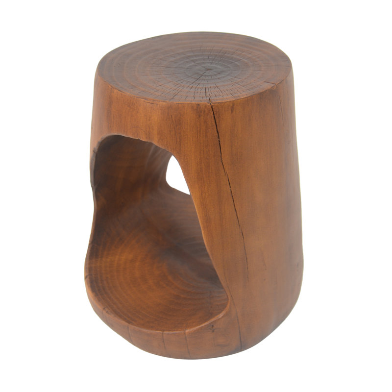 Wood-Like Texture MGO Hollow Side Table, Antique Brown