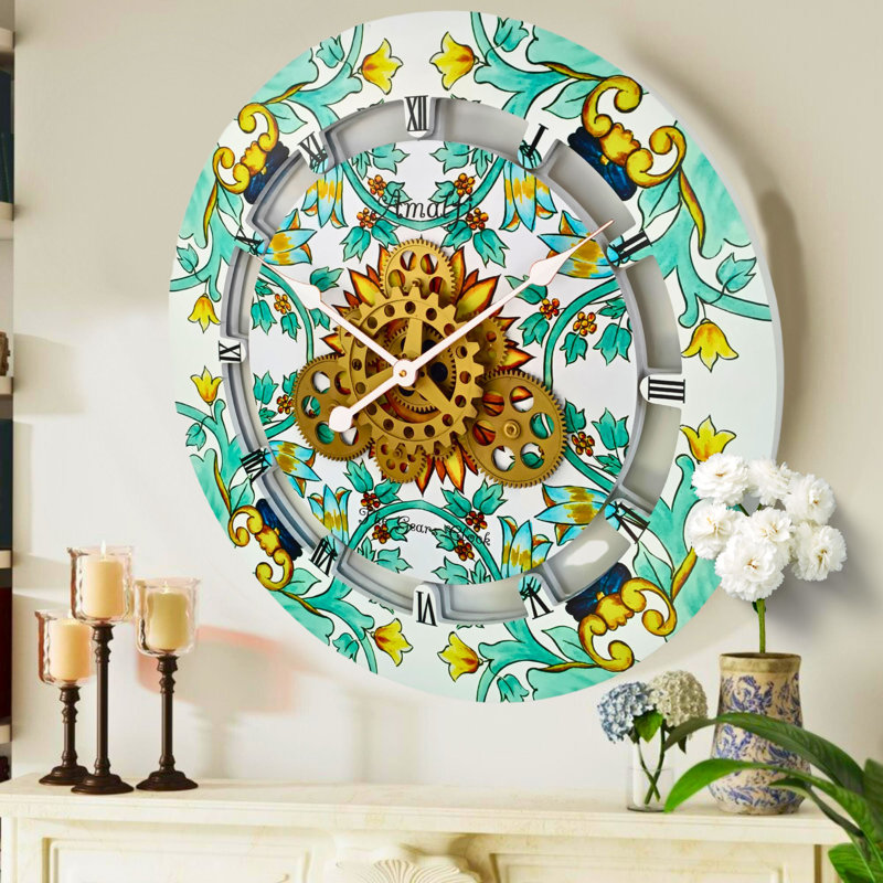 Amalfi 24" Multicolor Oversized Wall Clock with Real Moving Gears