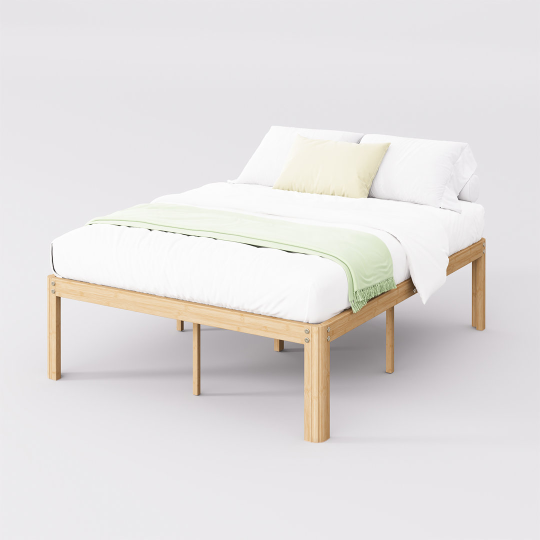 Heavy Duty Metal Bed Frame, Printed Steel Platform Bed, Rounded Edge Legs, Anti-sway, Noise Free Winston Porter 