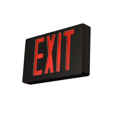 LED Emergency Exit Sign - Dual Face - Red Letters - 120/277V - Black Housing – Commercial Safety Lighting