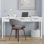 Bureau d'écriture contemporain en bois massif l 60 po avec 2 tiroirs et plateau à clavier rabattable Hollander