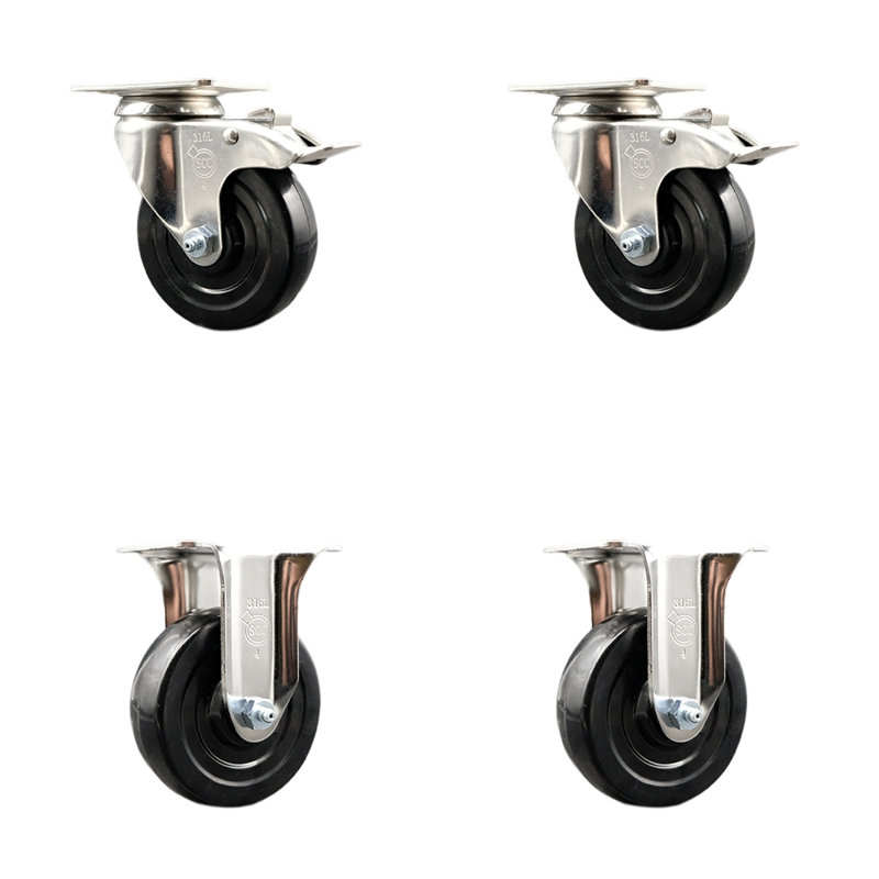 4 Piece Hard Rubber Swivel Caster Set