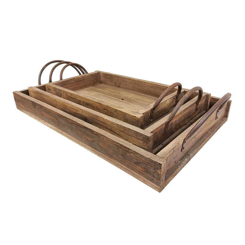 Cular Solid Wood Tray - Set of 3