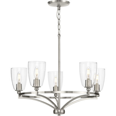Lustre traditionnel 5 lumières en verre transparent