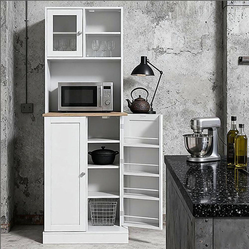 Microwave Cabinet with Adjustable Shelves,Tall Kitchen Pantry Cabinet,Kitchen Hutch