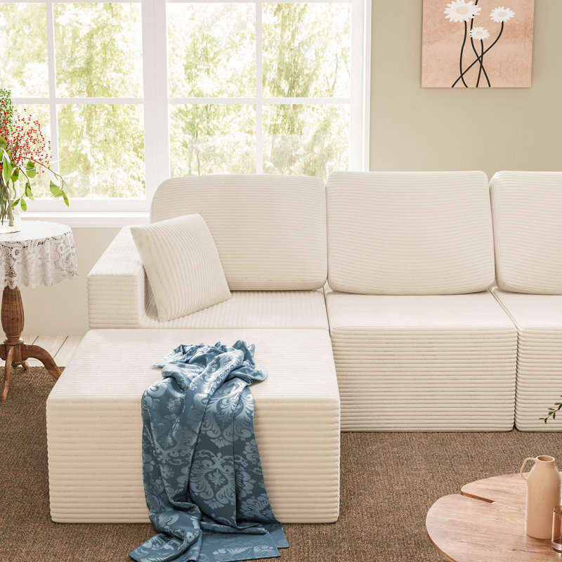 Boneless U-Shaped Modular Sectional Sofa, Cloud L-Shaped Sectional Couch with Deep Seat for Living Room Bedroom
