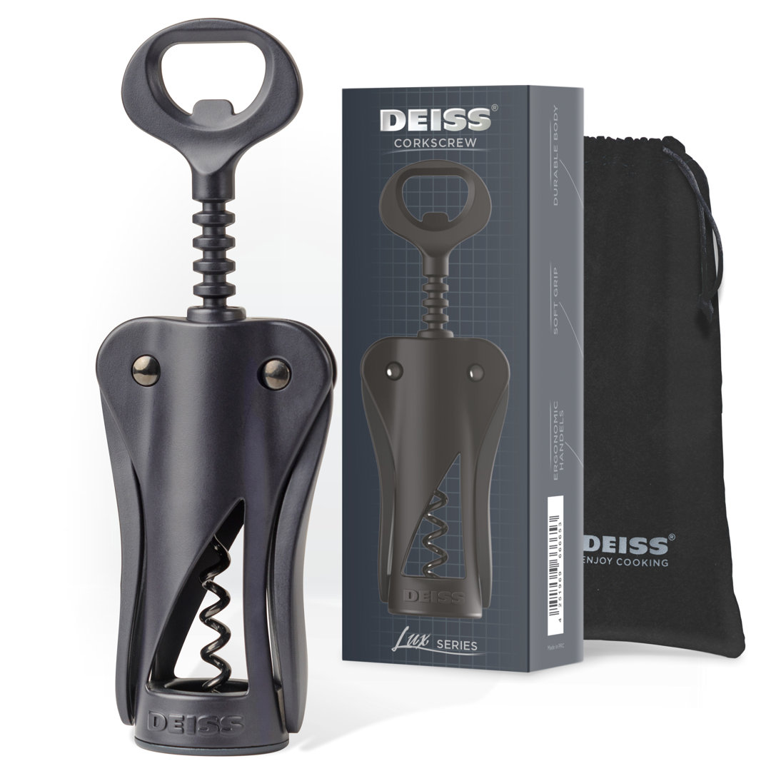 Deiss Lux Wine Opener With Built-in Beer Bottle Opener In Black Matte Coating DEISS