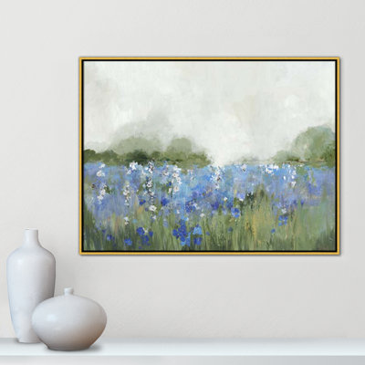 Meadows Bluebells Field Framed On Canvas by Allison Pearce Print