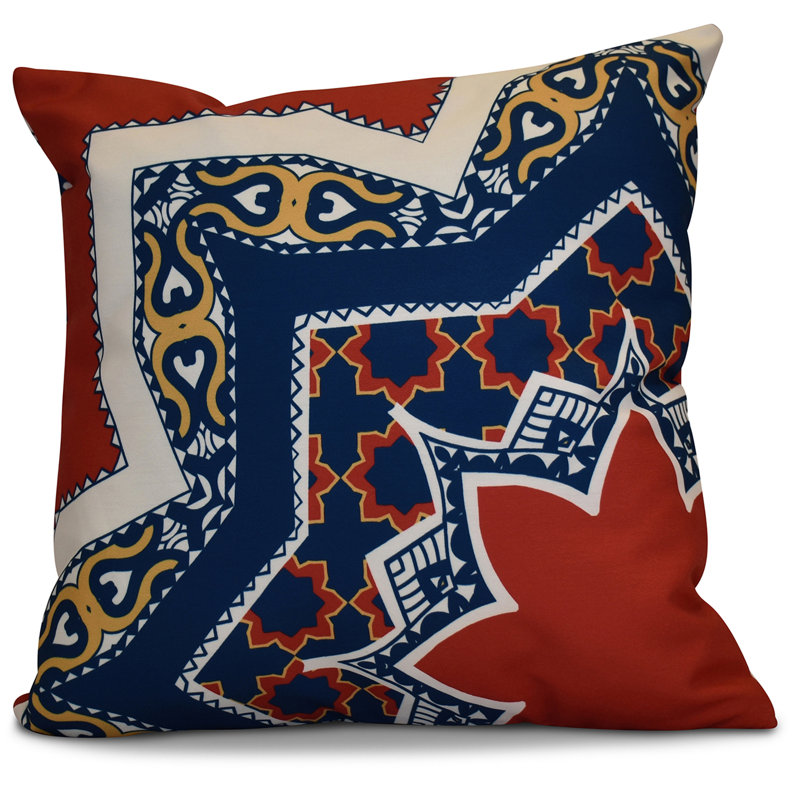 HH Revival Geometric Reversible Throw Pillow, Red