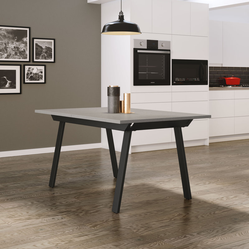 Table de salle à manger extensible Capozzi, Gris / noir