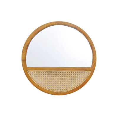 Aldas Solid Wood Round Wall Mirror