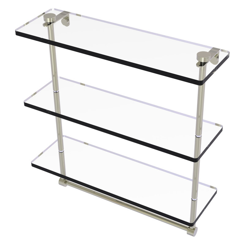 Tablette à 3 niveaux avec barre à serviettes Gober, 16 po, Nickel poli