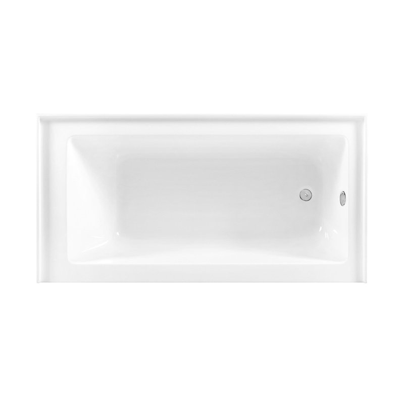 Kingston Brass Aqua Eden 60-Inch Acrylic Rectangular 3-Wall Alcove Tub, Hand Drain, Right, Polished Chrome