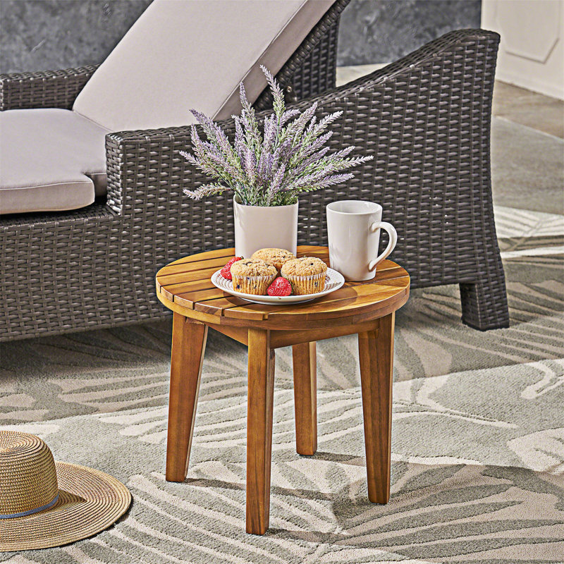 Table d'appoint d'extérieur en bois pour l'extérieur, Teck