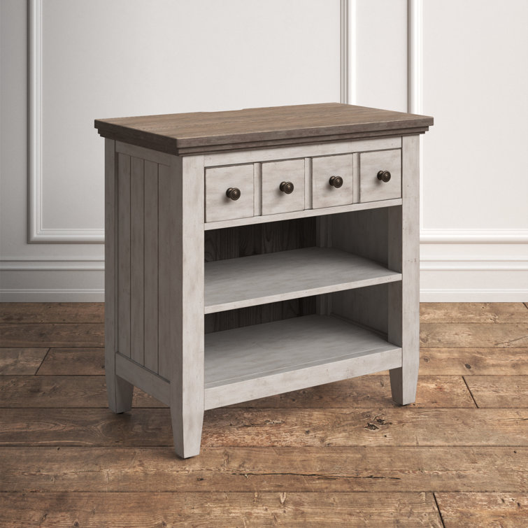 Haylee 1 - Drawer Solid Wood Nightstand in Antique White/Brown